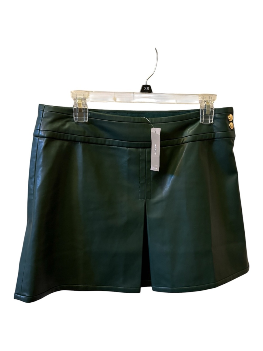 J. Crew Dark Green Faux-Leather Bermuda Skirt